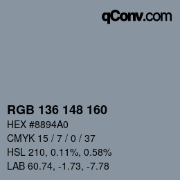 Color code: RGB 136 148 160 | qconv.com