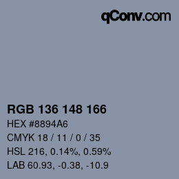 Color code: RGB 136 148 166 | qconv.com