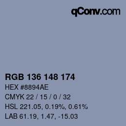 Color code: RGB 136 148 174 | qconv.com