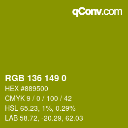 Color code: RGB 136 149 0 | qconv.com