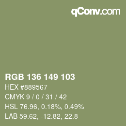 Code couleur: RGB 136 149 103 | qconv.com