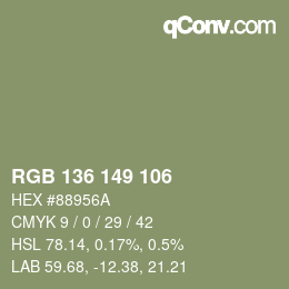Farbcode: RGB 136 149 106 | qconv.com
