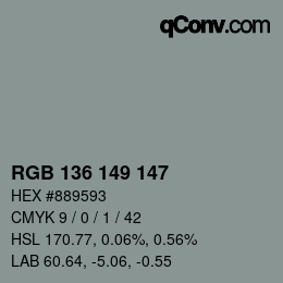 Color code: RGB 136 149 147 | qconv.com