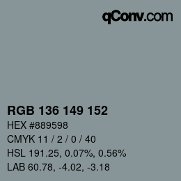 Color code: RGB 136 149 152 | qconv.com