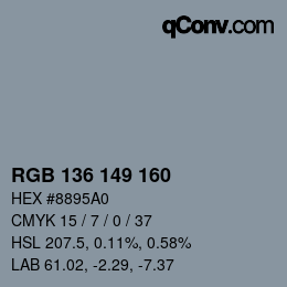Color code: RGB 136 149 160 | qconv.com