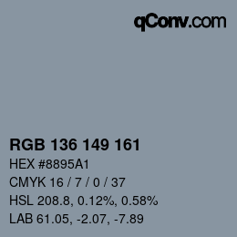 Color code: RGB 136 149 161 | qconv.com