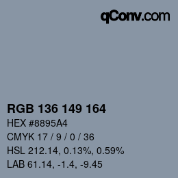 Color code: RGB 136 149 164 | qconv.com