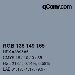 Color code: RGB 136 149 165 | qconv.com