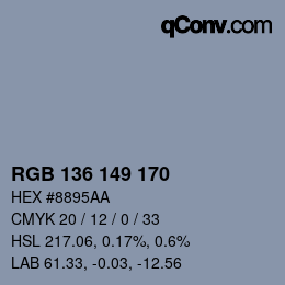 Color code: RGB 136 149 170 | qconv.com