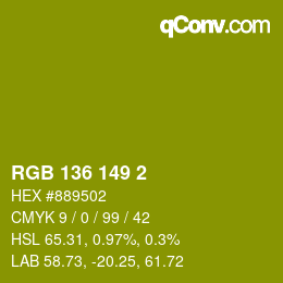 Color code: RGB 136 149 2 | qconv.com