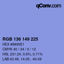 Color code: RGB 136 149 225 | qconv.com