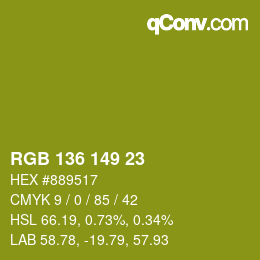 Color code: RGB 136 149 23 | qconv.com