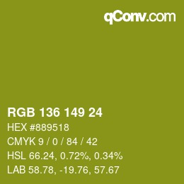 Color code: RGB 136 149 24 | qconv.com