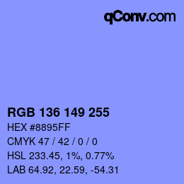 Color code: RGB 136 149 255 | qconv.com