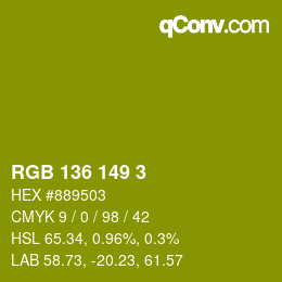 Color code: RGB 136 149 3 | qconv.com