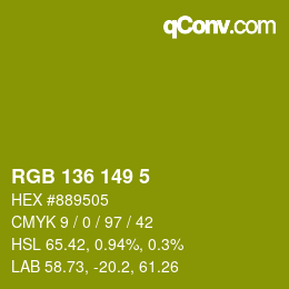 Color code: RGB 136 149 5 | qconv.com