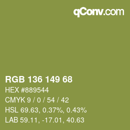 Color code: RGB 136 149 68 | qconv.com