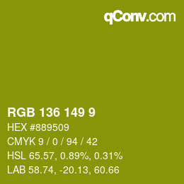 Color code: RGB 136 149 9 | qconv.com