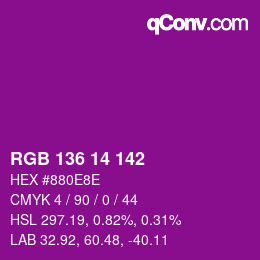 カラーコード: RGB 136 14 142 | qconv.com
