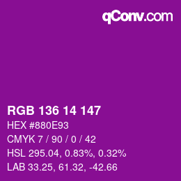 Color code: RGB 136 14 147 | qconv.com