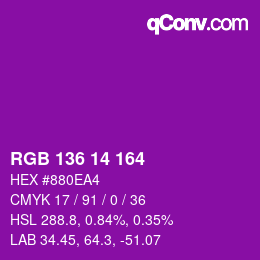 Color code: RGB 136 14 164 | qconv.com