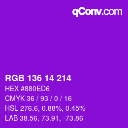 Color code: RGB 136 14 214 | qconv.com