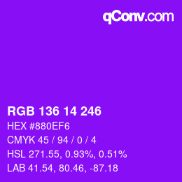 Color code: RGB 136 14 246 | qconv.com