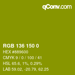 カラーコード: RGB 136 150 0 | qconv.com