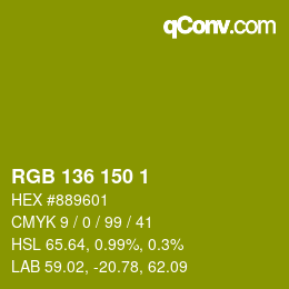 カラーコード: RGB 136 150 1 | qconv.com