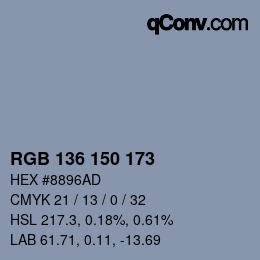 Color code: RGB 136 150 173 | qconv.com