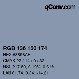 Color code: RGB 136 150 174 | qconv.com