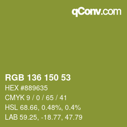 カラーコード: RGB 136 150 53 | qconv.com