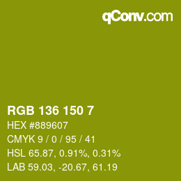 Color code: RGB 136 150 7 | qconv.com