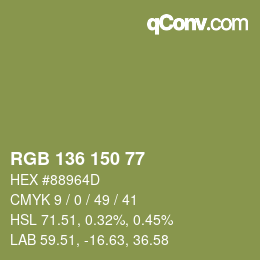 Código de color: RGB 136 150 77 | qconv.com