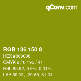 Color code: RGB 136 150 8 | qconv.com