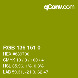 Color code: RGB 136 151 0 | qconv.com