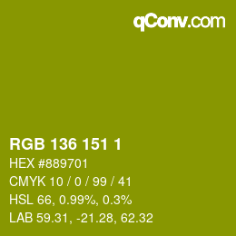カラーコード: RGB 136 151 1 | qconv.com