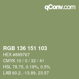 Código de color: RGB 136 151 103 | qconv.com