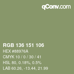 Color code: RGB 136 151 106 | qconv.com