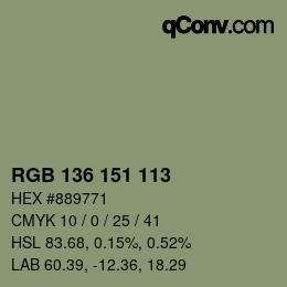 カラーコード: RGB 136 151 113 | qconv.com