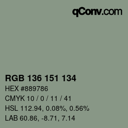 Color code: RGB 136 151 134 | qconv.com