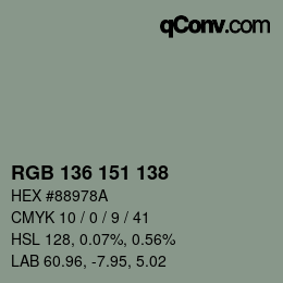 Color code: RGB 136 151 138 | qconv.com