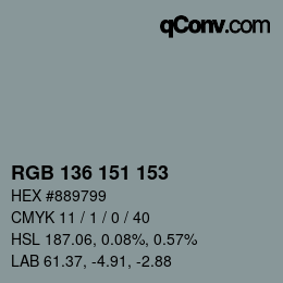 Color code: RGB 136 151 153 | qconv.com