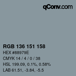 カラーコード: RGB 136 151 158 | qconv.com