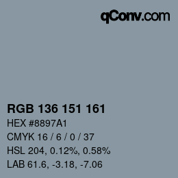 Color code: RGB 136 151 161 | qconv.com
