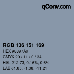 Color code: RGB 136 151 169 | qconv.com