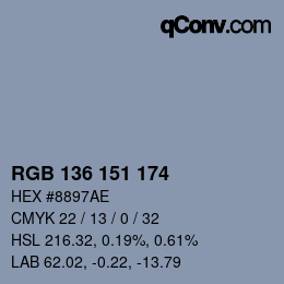 カラーコード: RGB 136 151 174 | qconv.com