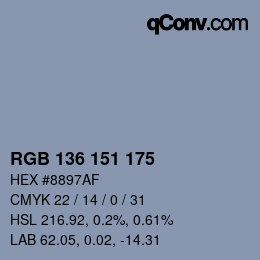 Color code: RGB 136 151 175 | qconv.com