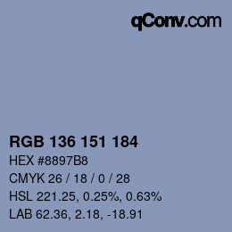 Color code: RGB 136 151 184 | qconv.com