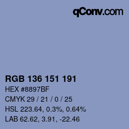 Color code: RGB 136 151 191 | qconv.com